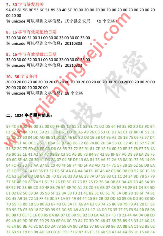 身份證閱讀器SAM模塊身份證信息解析說明